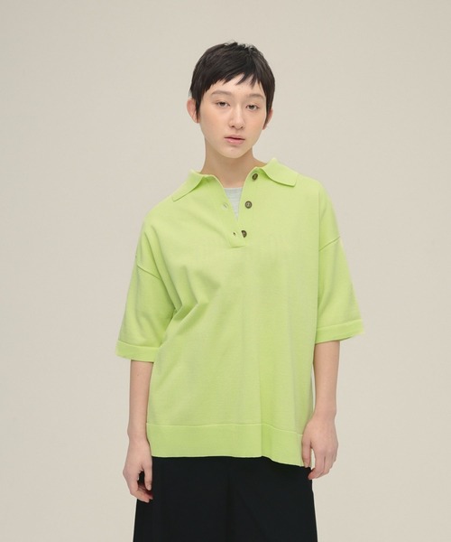 eL(エル)の「【eL】12G Polo Shirt SS/319093(ポロシャツ・レディース・ライトイエロー/ライラック/ネイビー・FREE)」の9枚目の写真