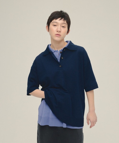 eL(エル)の「【eL】12G Polo Shirt SS/319093(ポロシャツ・レディース・ライトイエロー/ライラック/ネイビー・FREE)」の13枚目の写真