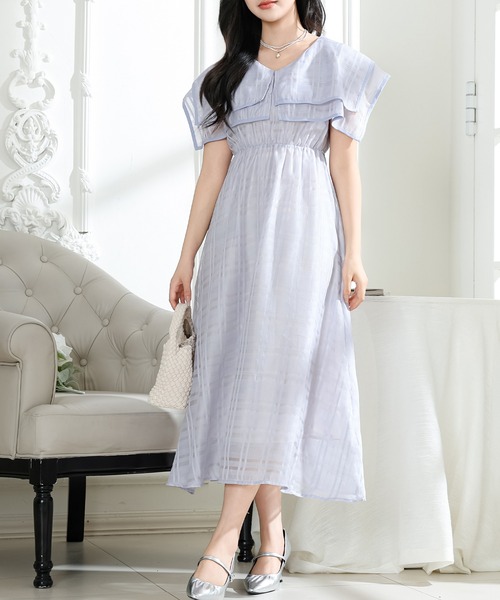 LA5673 ジバンシー シルク チェック 長袖ロングワンピース グレー 12 DGY ディージーワイ チェックワンピース レディース 通販