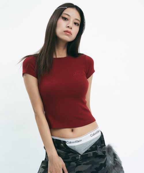 tシャツ One point logo cropped top / ワンポイントロゴクロップド丈トップス レディース セール】One point logo cropped top / ワンポイントロゴ