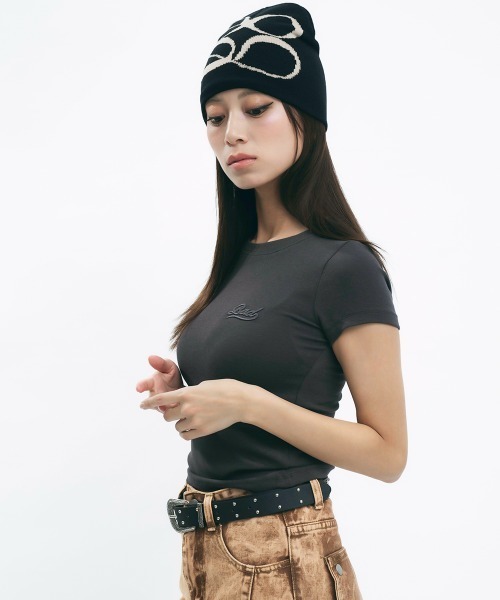 tシャツ One point logo cropped top / ワンポイントロゴクロップド丈トップス レディース セール】One point logo cropped top / ワンポイントロゴ