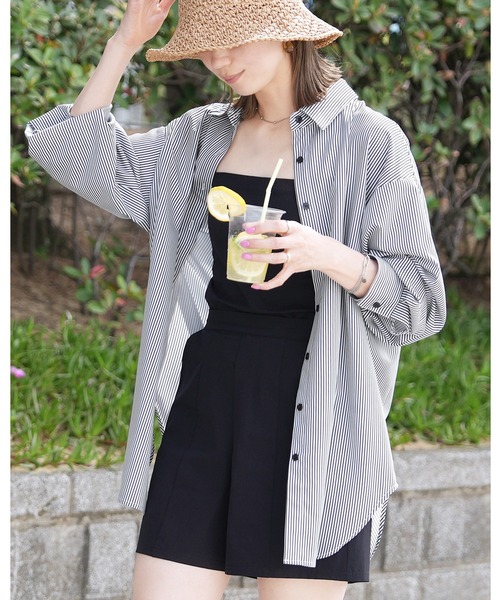 reca（レカ）の「無地/ストライプラッシュガードシャツ（ラッシュガード・レディース・ブラック/イエロー系その他/オフホワイト/ブルー/ネイビー系/イエロー/ブルー系その他・M）」の5枚目の写真