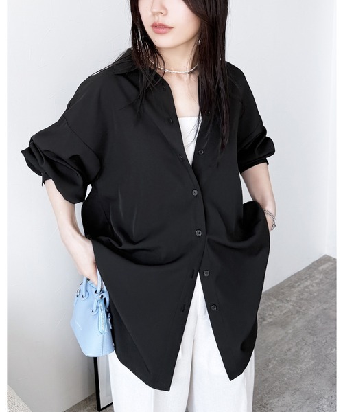 reca（レカ）の「無地/ストライプラッシュガードシャツ（ラッシュガード・レディース・ブラック/イエロー系その他/オフホワイト/ブルー/ネイビー系/イエロー/ブルー系その他・M）」の2枚目の写真