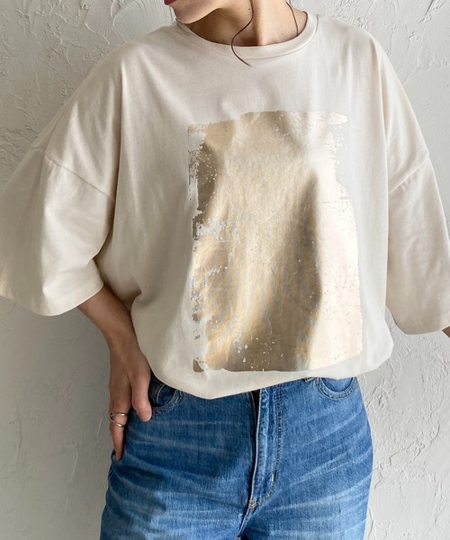 Tシャツ プリント オーバーサイズ ヴィンテージ L1696 MONO-MART tシャツ ヴィンテージ加工カレッジロゴプリント