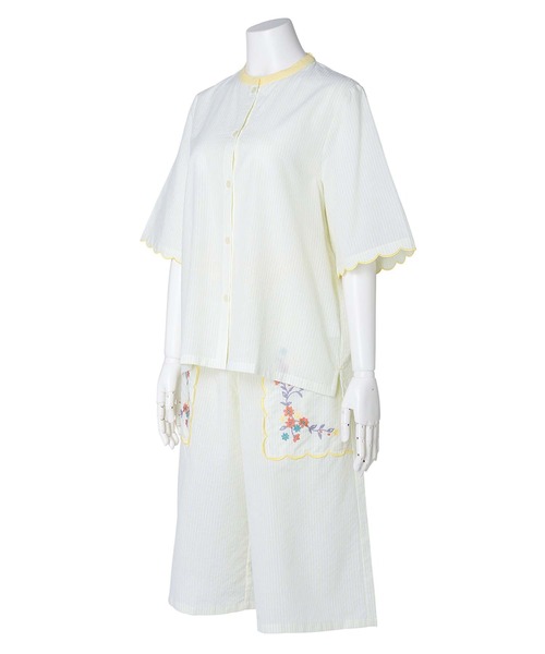 KID BLUE（キッドブルー）の「キッドブルー -２５ストライプエンブ -5分袖パジャマ -KNBK338 -kidblue（ルームウェア/パジャマ・レディース・イエロー/レッド/ブルー・M/L）」の16枚目の写真