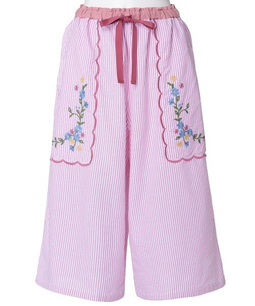 KID BLUE（キッドブルー）の「キッドブルー -２５ストライプエンブ -5分袖パジャマ -KNBK338 -kidblue（ルームウェア/パジャマ・レディース・イエロー/レッド/ブルー・M/L）」の5枚目の写真