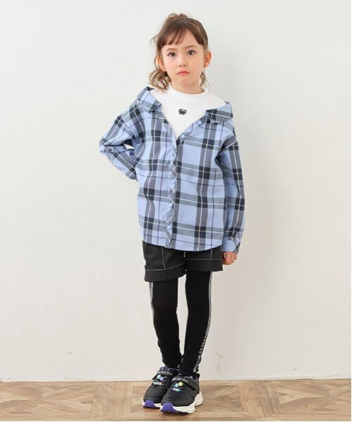アナスイミニ チェックパンツ ズボン 150 ベルトつきチェックスカパン(120cm サックス): キッズ