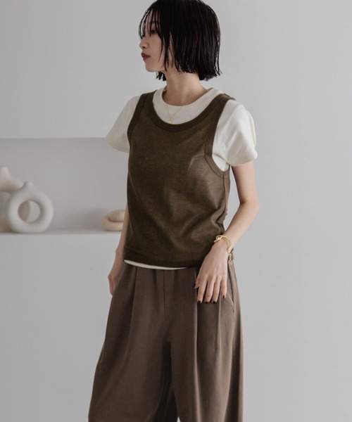 LOWRYS FARM（ローリーズファーム）の「カットイージーコクーンパンツ２ 491345（デニムパンツ・レディース・チャコールグレー/ブラウン/パープル/ブラック/グレー/アイボリー・MEDIUM/LARGE）」の12枚目の写真