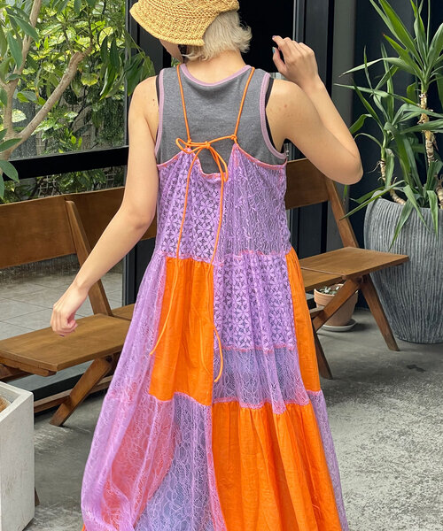 【インポートロッサ】キャミワンピース　パッチワーク風　インナー付き　44 美品 楽天市場】パッチワークプリントワンピース ／ ロングワンピース
