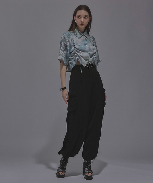 未使用完売品　HARE レースアップガラシャツ ARTflowerレースアップシャツ(HARE)（シャツ/ブラウス）｜HARE