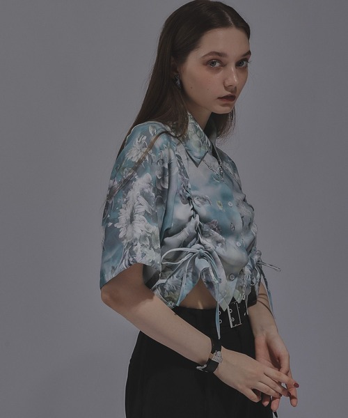 HARE(ハレ)の「ARTflowerレースアップシャツ(HARE)(シャツ/ブラウス・レディース・ブルー系その他/ライトグレー/ブラック・FREE)」の7枚目の写真