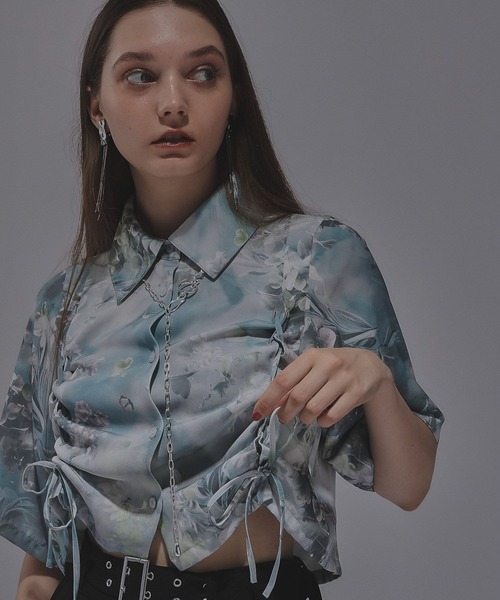 HARE(ハレ)の「ARTflowerレースアップシャツ(HARE)(シャツ/ブラウス・レディース・ブルー系その他/ライトグレー/ブラック・FREE)」の8枚目の写真