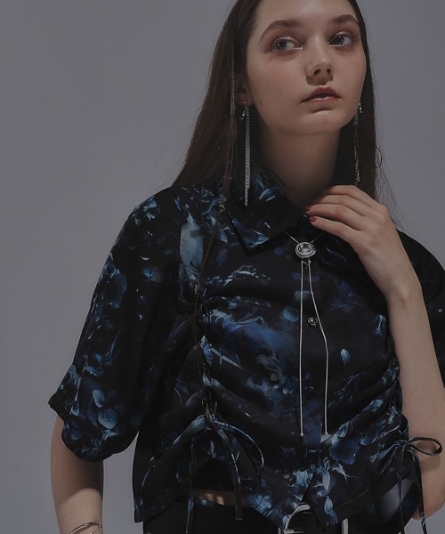 HARE(ハレ)の「ARTflowerレースアップシャツ(HARE)(シャツ/ブラウス・レディース・ブルー系その他/ライトグレー/ブラック・FREE)」の9枚目の写真