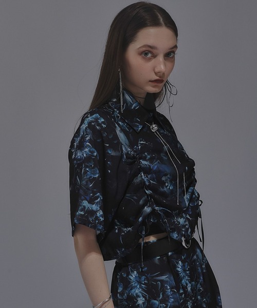 HARE(ハレ)の「ARTflowerレースアップシャツ(HARE)(シャツ/ブラウス・レディース・ブルー系その他/ライトグレー/ブラック・FREE)」の10枚目の写真