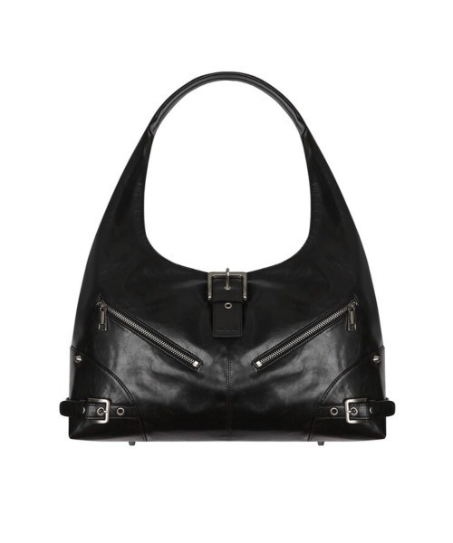 [NOT KNOWING] Moto Hobo Bag 韓国バッグ ショルダー ★追跡あり NOT KNOWING】Black Moto Hobo Bag (COATING)（ショルダーバッグ