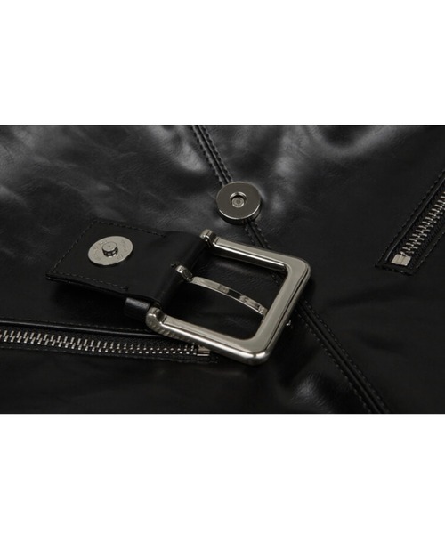 NOT KNOWING】Black Moto Hobo Bag (COATING)（ショルダーバッグ