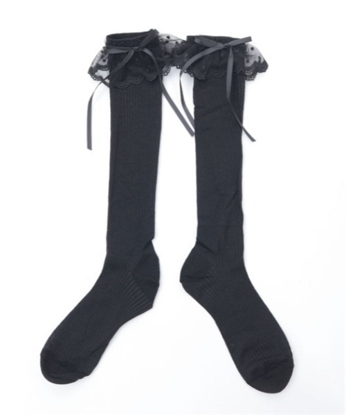 axes femme（アクシーズファム）の「レースリボンソックス（ソックス/靴下・レディース・ブラック/ホワイト・FREE）」の3枚目の写真