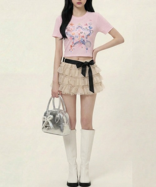 HOOK（フック）の「【HOOK】for girls スタープリントTシャツ (SS)（Tシャツ/カットソー・レディース・ピンク/ライトベージュ・MEDIUM/SMALL）」の19枚目の写真
