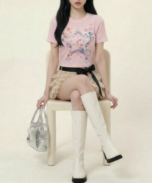 HOOK（フック）の「【HOOK】for girls スタープリントTシャツ (SS)（Tシャツ/カットソー・レディース・ピンク/ライトベージュ・MEDIUM/SMALL）」の16枚目の写真