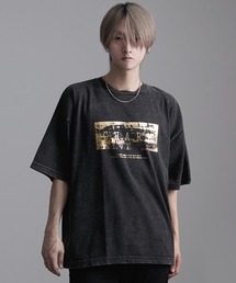『CavariA/キャバリア』スノーウォッシュ加工箔プリント半袖TEE
