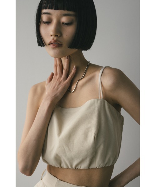 STYLEMIXER(スタイルミキサー)の「リネンミックスビスチェ(キャミソール・レディース・アイボリー/ブラック・SMALL/MEDIUM)」の3枚目の写真
