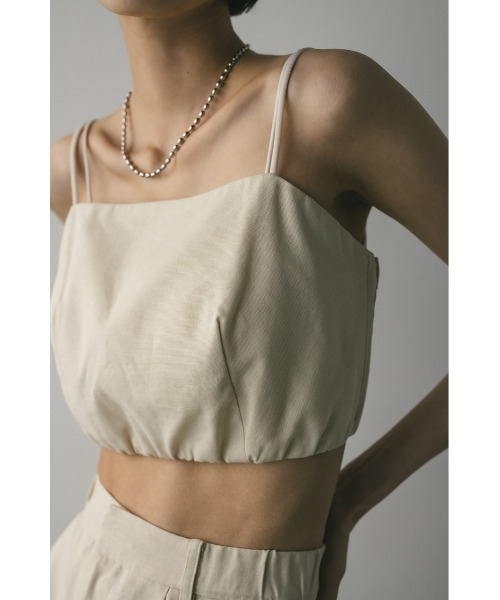 STYLEMIXER(スタイルミキサー)の「リネンミックスビスチェ(キャミソール・レディース・アイボリー/ブラック・SMALL/MEDIUM)」の5枚目の写真