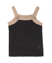 麻タッチ配色ニットキャミソール