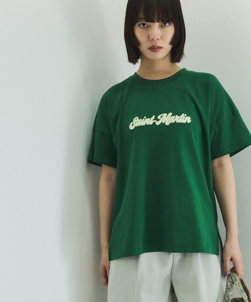 VICKY（ビッキー）の「さがら刺繍ロゴTシャツ≪洗濯機で洗える≫（Tシャツ/カットソー・レディース・ホワイト/グリーン・M）」の5枚目の写真