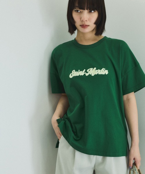 VICKY（ビッキー）の「さがら刺繍ロゴTシャツ≪洗濯機で洗える≫（Tシャツ/カットソー・レディース・ホワイト/グリーン・M）」の6枚目の写真