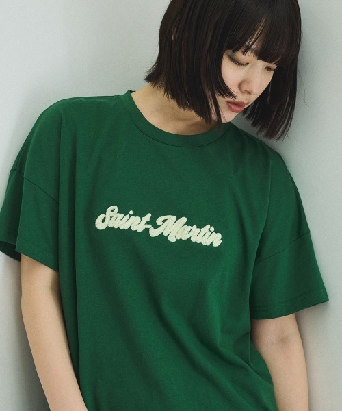 VICKY（ビッキー）の「さがら刺繍ロゴTシャツ≪洗濯機で洗える≫（Tシャツ/カットソー・レディース・ホワイト/グリーン・M）」の7枚目の写真