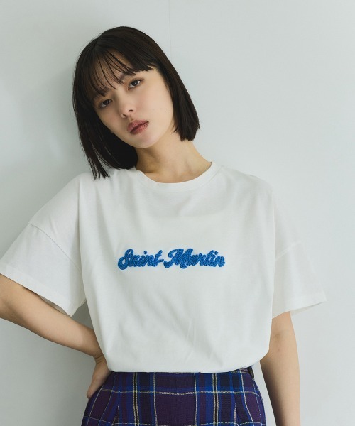VICKY（ビッキー）の「さがら刺繍ロゴTシャツ≪洗濯機で洗える≫（Tシャツ/カットソー・レディース・ホワイト/グリーン・M）」の12枚目の写真
