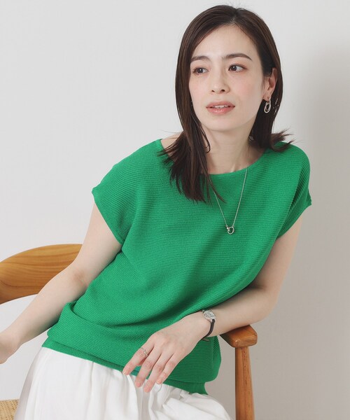 ユニークキャミ＆アクセセットクロップドメッシュサマーニット