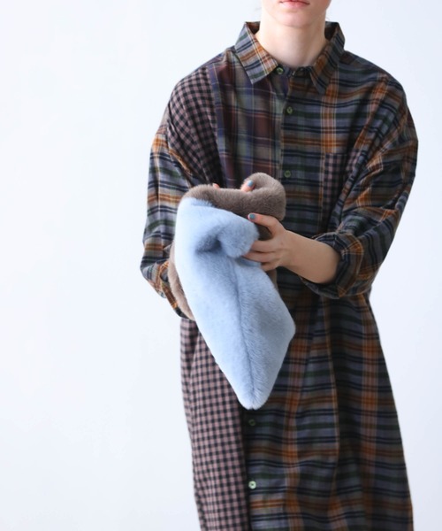 Kelen(ケレン)の「「KELEN / ケレン」バイカラーエコファーバッグ(エコバッグ/サブバッグ・レディース・モカ/マスタード/ボルドー・FREE)」の7枚目の写真