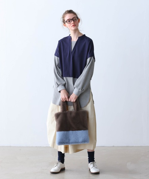 Kelen(ケレン)の「「KELEN / ケレン」バイカラーエコファーバッグ(エコバッグ/サブバッグ・レディース・モカ/マスタード/ボルドー・FREE)」の18枚目の写真
