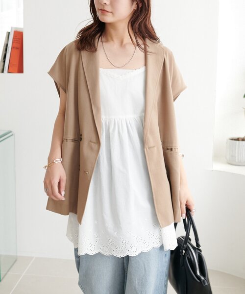 DISCOAT（ディスコート）の「【WEB限定】レース使いキャミチュニック（チュニック・レディース・オフホワイト/ブラック・FREE）」の10枚目の写真