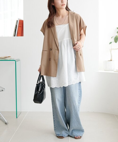 DISCOAT（ディスコート）の「【WEB限定】レース使いキャミチュニック（チュニック・レディース・オフホワイト/ブラック・FREE）」の12枚目の写真