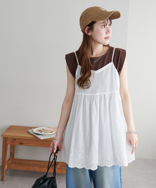 DISCOAT（ディスコート）の「【WEB限定】レース使いキャミチュニック（チュニック・レディース・オフホワイト/ブラック・FREE）」の13枚目の写真