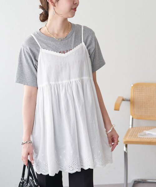 DISCOAT（ディスコート）の「【WEB限定】レース使いキャミチュニック（チュニック・レディース・オフホワイト/ブラック・FREE）」の18枚目の写真