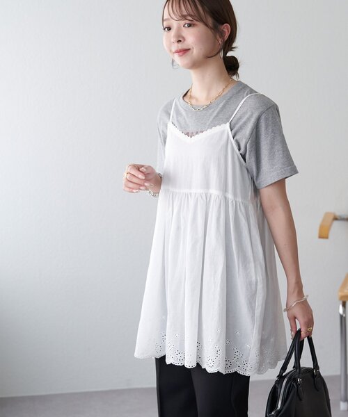 DISCOAT（ディスコート）の「【WEB限定】レース使いキャミチュニック（チュニック・レディース・オフホワイト/ブラック・FREE）」の19枚目の写真