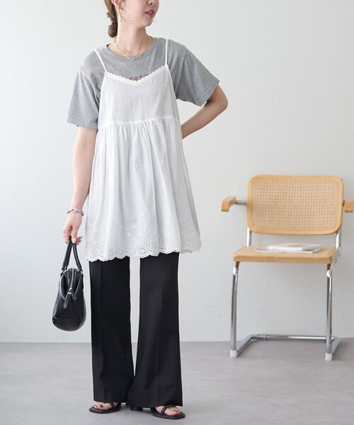 DISCOAT（ディスコート）の「【WEB限定】レース使いキャミチュニック（チュニック・レディース・オフホワイト/ブラック・FREE）」の20枚目の写真