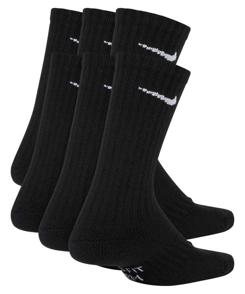 NIKE(ナイキ)の「ナイキ エブリデイ キッズ クッションド クルー ソックス (6足) / Nike Everyday Kids' Cushioned Crew Socks (6 Pairs) SX6910-010 Black(ソックス/靴下・キッズ・ブラック・23-25/21-23)」の2枚目の写真