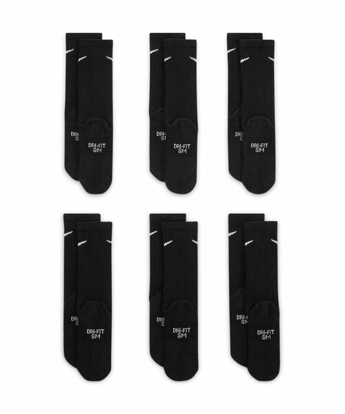 NIKE(ナイキ)の「ナイキ エブリデイ キッズ クッションド クルー ソックス (6足) / Nike Everyday Kids' Cushioned Crew Socks (6 Pairs) SX6910-010 Black(ソックス/靴下・キッズ・ブラック・23-25/21-23)」の3枚目の写真