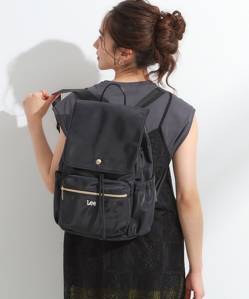Lee（リー）の「【Lee別注／撥水】フラップリュック（バックパック/リュック・レディース・ブラック/アイボリー系7/チャコールグレー・00）」の6枚目の写真