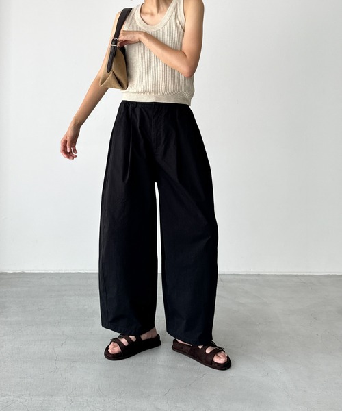 CANAL JEAN（キャナルジーン）の「El mar　コットンタックワイドパンツ（その他パンツ・レディース・ベージュ/ブラック・SMALL/MEDIUM）」の8枚目の写真