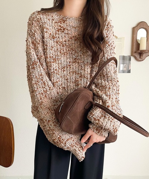 セール】はじける彩りに、一目惚れ。カラフルネップヤーンニット（長袖