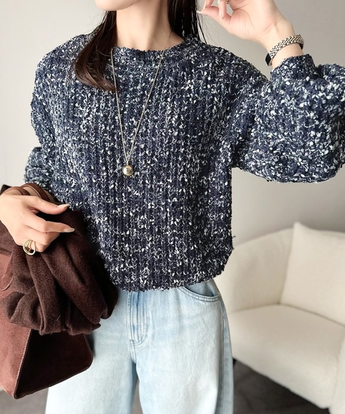 セール】はじける彩りに、一目惚れ。カラフルネップヤーンニット（長袖