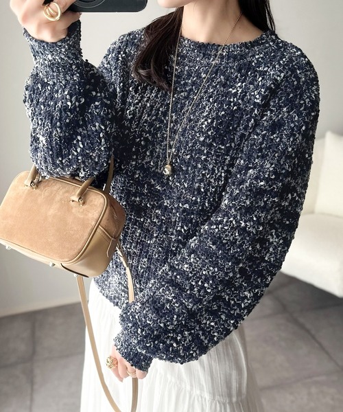 セール】はじける彩りに、一目惚れ。カラフルネップヤーンニット（長袖