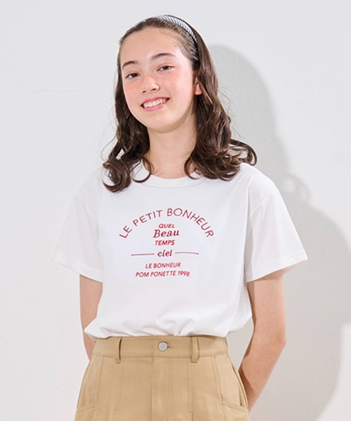 pom ponette Tシャツ 接触冷感】【抗菌】カップつきロゴTシャツ（Tシャツ/カットソー
