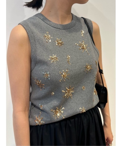 ESTNATION（エストネーション）の「COLUMN / スパングル タンクトップ＜PERMANENT＞（Tシャツ/カットソー・レディース・グレー/ホワイト/ブラック・FREE）」の13枚目の写真