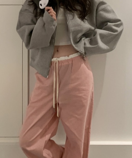 gossip!ロサンゼルス(ゴシップロサンゼルス)の「ウエストフリル ドロストルーズパンツ(その他パンツ・レディース・ブラック/チェック/ピンク・FREE)」の9枚目の写真